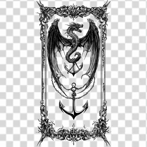 Gothic tattoo PNG Emblem Free Download Gothic tattoo a dragon with large, bat-like wings PNG Emblem Free Download transparent