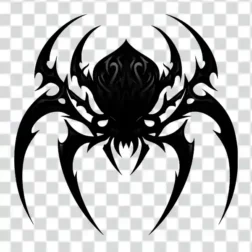 tribal-inspired graphic of a spider tattoo 4k transparent