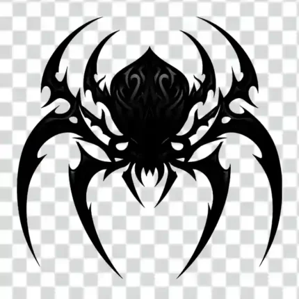 tribal-inspired graphic of a spider tattoo 4k transparent