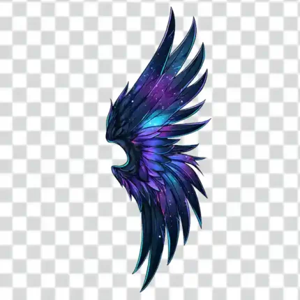 Stylized wing tattoo png in anime style in transparent background