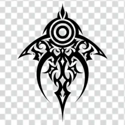 Gothic with tribal style tattoo png design with bold lines 4k