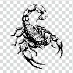 scorpion tattoo design with death style in black and white 4k