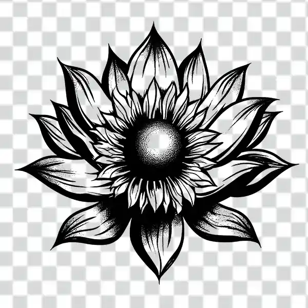 sunflower mandala tattoo PNG stippled flower Dotwork sunflower mandala tattoo PNG stippled flower transparent background