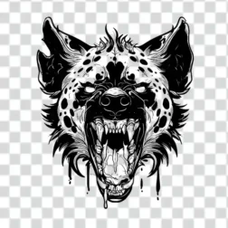 free ferocious hyena tattoo design and transparent background 4k