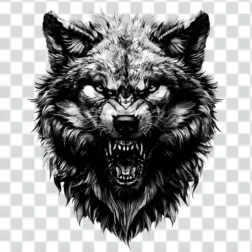 free wolf's head tattoo in transparent background and 4k quality