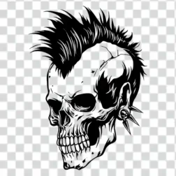 punk rock head with tattoo png design