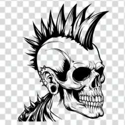 free download punk rock skull tattoo png 4k
