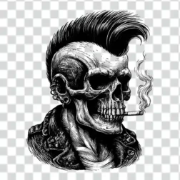 punk rock with smoking tattoo png 4k and black and white