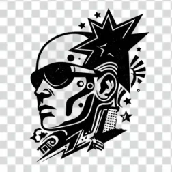 human pop art style tattoo transparent background 4k