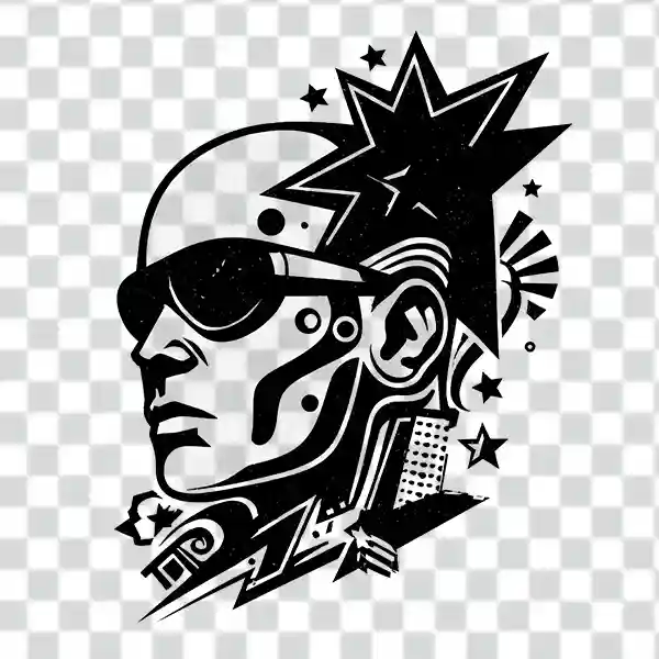 human pop art style tattoo transparent background 4k