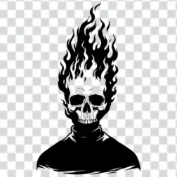 a skull with flames erupting from its head tattoo png free download