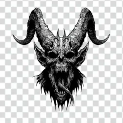 demonic skull with big horns tattoo png