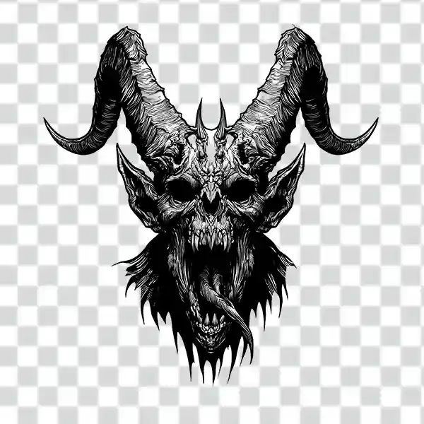 demonic skull with big horns demonic skull with big horns tattoo png