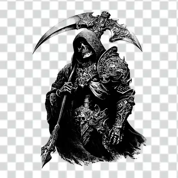 Grim Reaper in gothic style tattoo png Grim Reaper in gothic style tattoo png 4k transparent