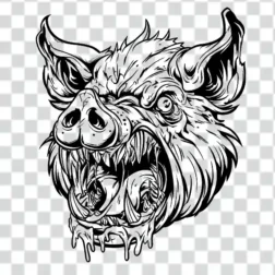 Scary face of pig tattoo png design transparent