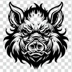 angry face of pig tattoo png 4k transparent