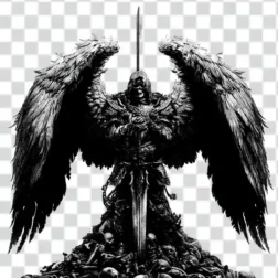 winged figure grim reaper tattoo png 4k transparent