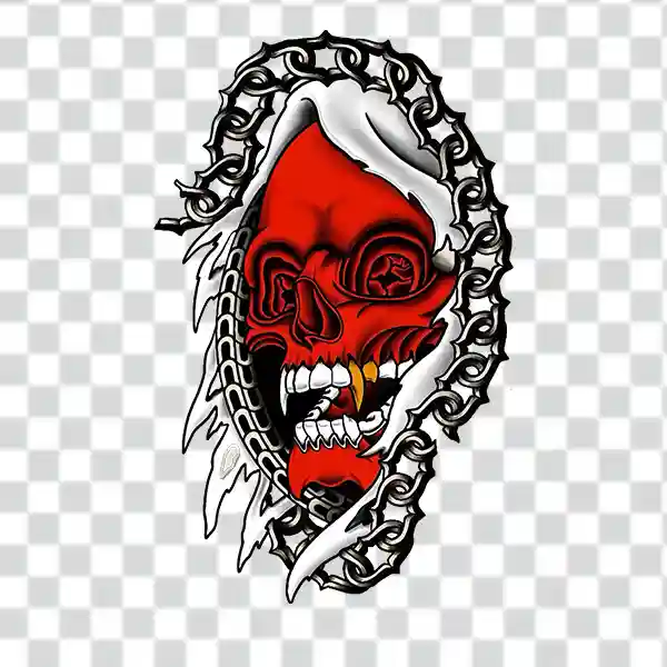 tattoo design red panic face of terror skull tattoo design transparent background